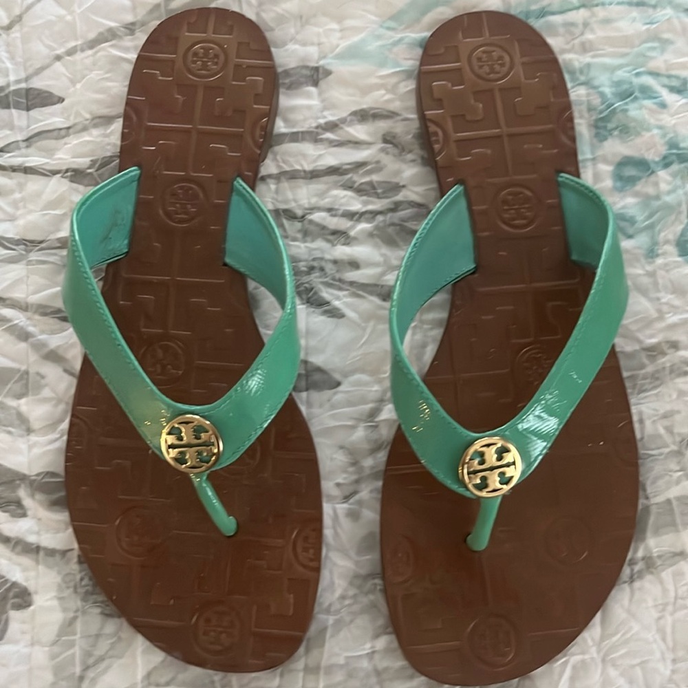 Tory Burch Green Patent Leather Sandals 8M